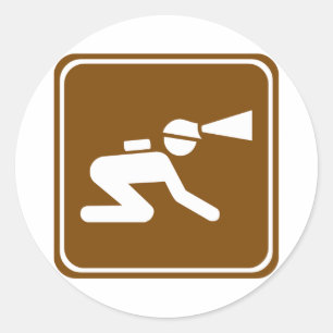 Caving Highway Sign Classic Round Sticker