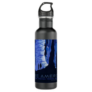 Caving Travel Cavern Vintage Travel Poster 710 Ml Water Bottle