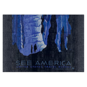 Caving Travel Cavern Vintage Travel Poster Cutting Board