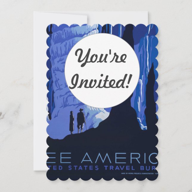 Caving Travel Cavern Vintage Travel Poster Invitation (Front)