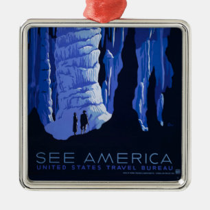 Caving Travel Cavern Vintage Travel Poster Metal Tree Decoration