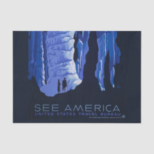 Caving Travel Cavern Vintage Travel Poster Tissue Paper