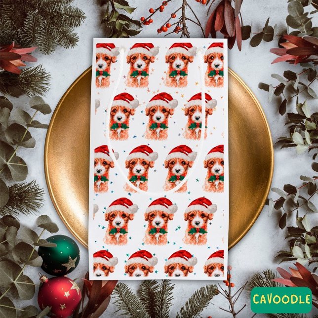 Cavoodle Dog Breed Christmas Stars Small Gift Bag (Creator Uploaded)