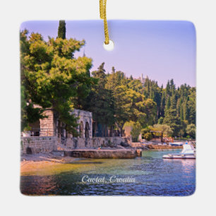 Cavtat, Croatia View of Beach Ceramic Ornament