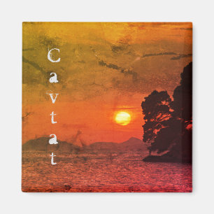 Cavtat, Croatia view of Sunset 1974 Filter Coffee  Magnet