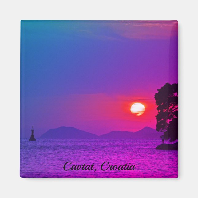 Cavtat, Croatia view of Sunset Purple Filter Magnet (Front)