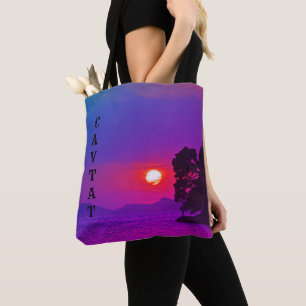 Cavtat, Croatia view of Sunset Purple Filter Tote Bag