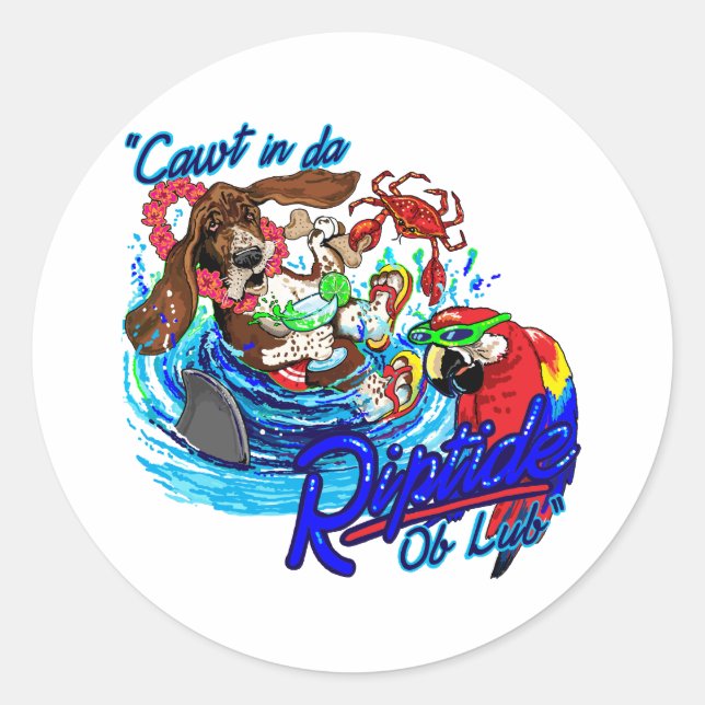 Cawt in da Riptide Classic Round Sticker (Front)