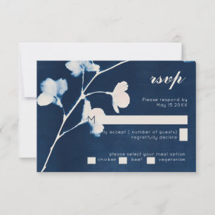 Cayanotype Sun Print Floral Wedding RSVP Card