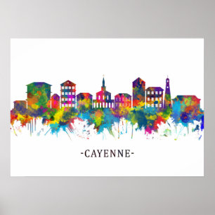 Cayenne French Guiana Skyline Poster