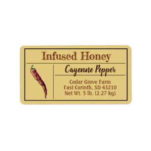 Cayenne Pepper Infused Honey Amber Gold Label