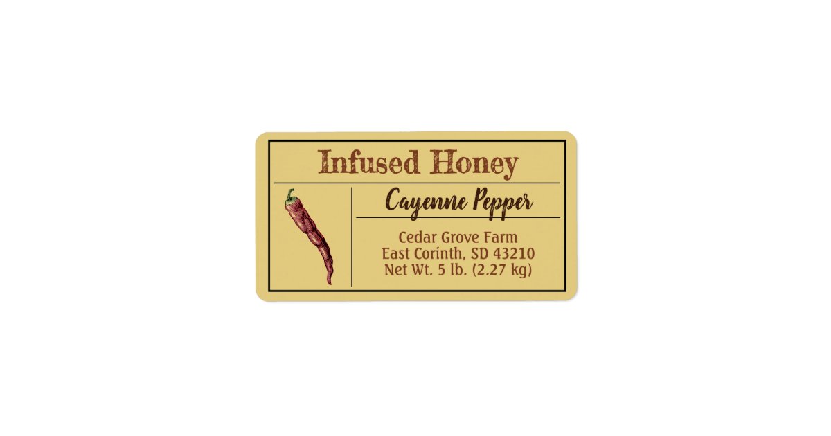 Cayenne Pepper Infused Honey Amber Gold Label Zazzle
