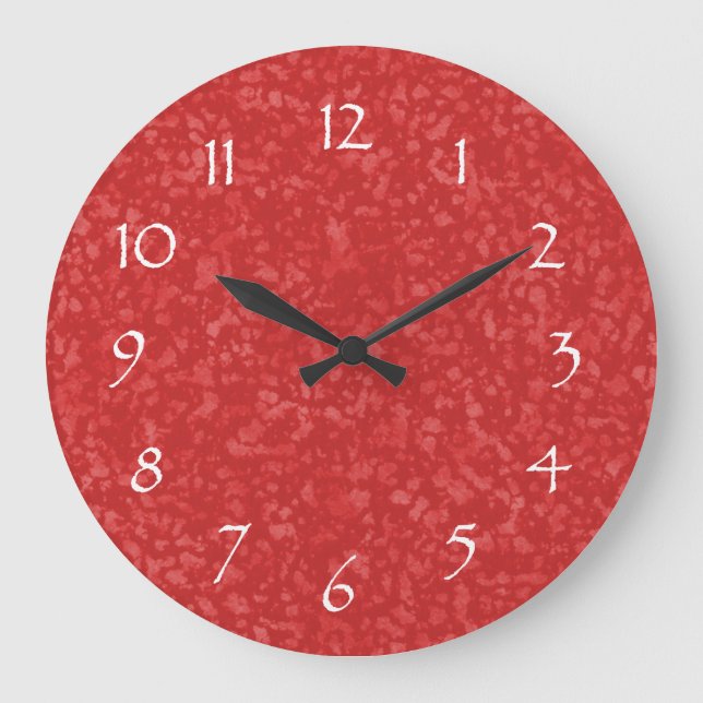 Cayenne Red Mottled Pattern Large Clock (Front)