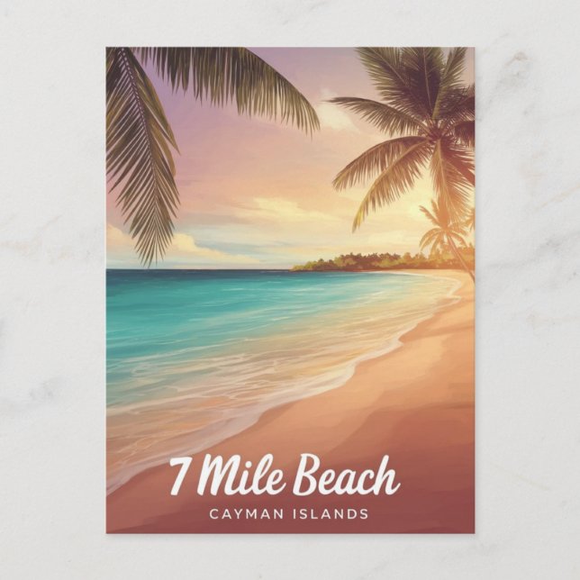  Cayman island 7 mile beach Watercolor Painting Postcard (Front)