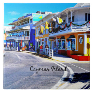 Cayman Islands Colorful Shops Tile