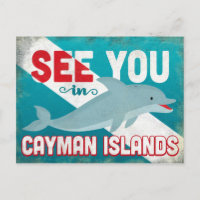 Cayman Islands Dolphin - Retro Vintage Travel