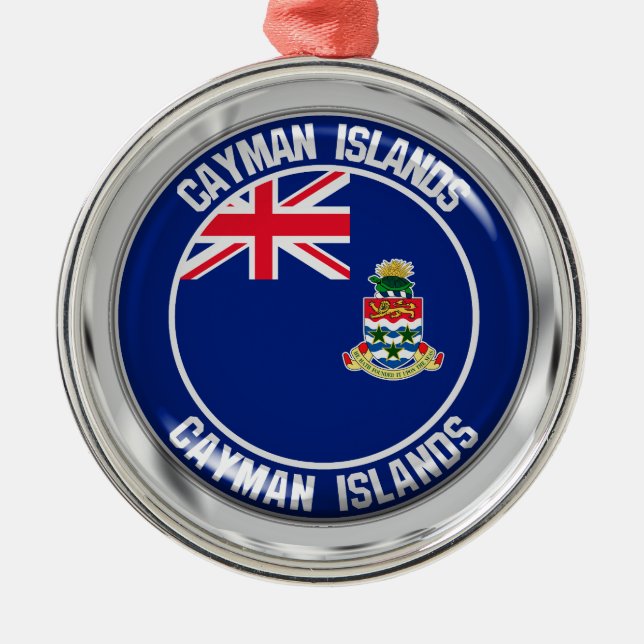 Cayman Islands Round Emblem Metal Tree Decoration (Front)