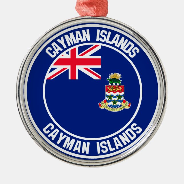 Cayman Islands Round Emblem Metal Tree Decoration (Front)