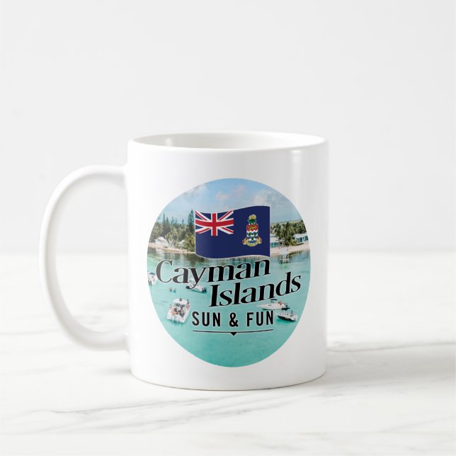 "Cayman Islands Sun & Fun" With Flag Coffee Mug (Left)