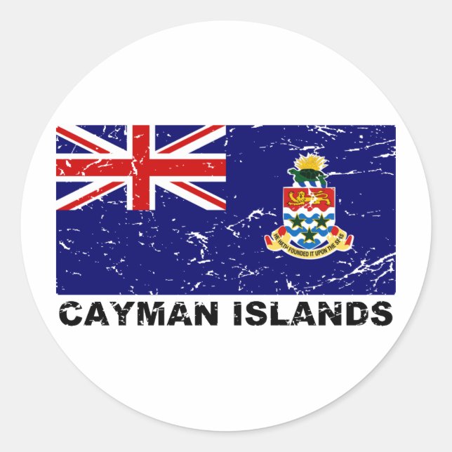 Cayman Islands Vintage Flag Classic Round Sticker (Front)