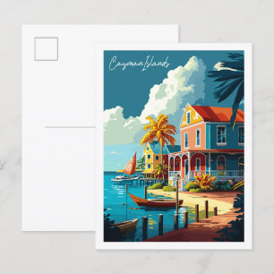 Cayman Islands vintage travel illustration Postcard