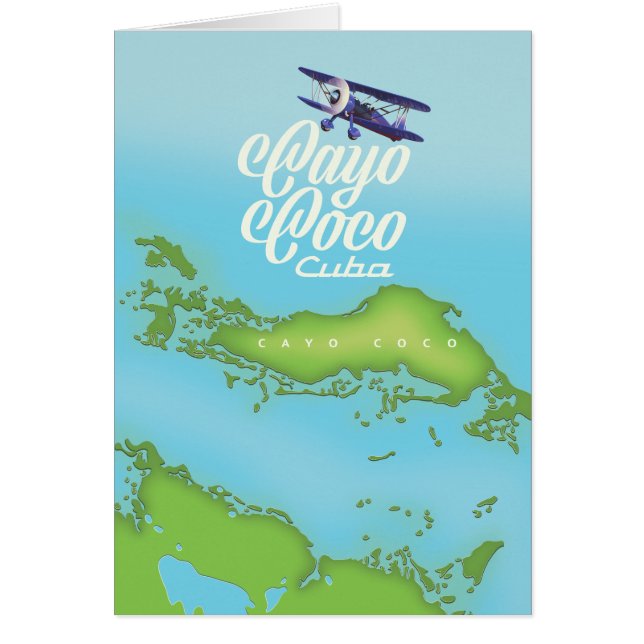 Cayo Coco Cuba vintage style map. (Front)