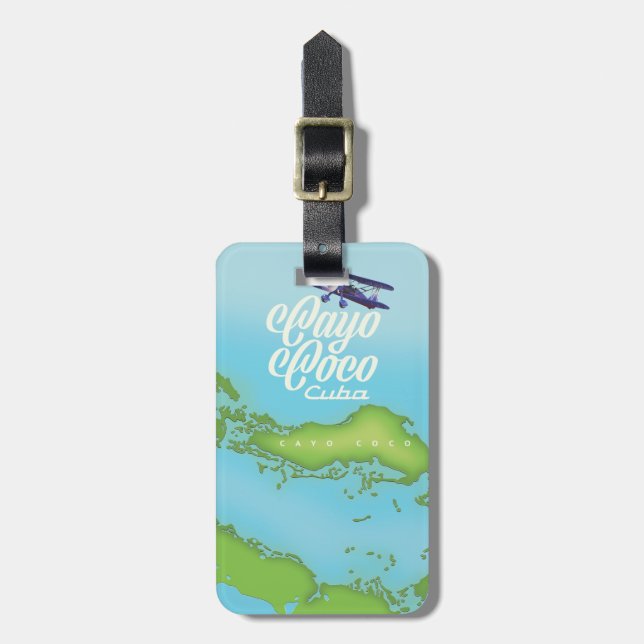 Cayo Coco Cuba vintage style map. Luggage Tag (Front Vertical)