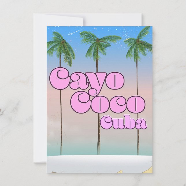 Cayo Coco Cuba vintage travel poster Invitation (Back)
