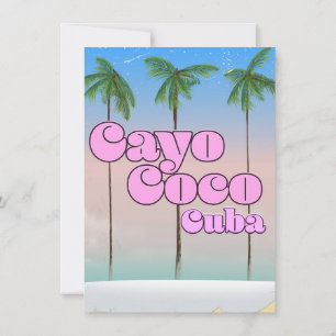 Cayo Coco Cuba vintage travel poster Invitation