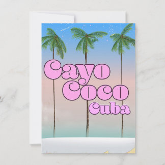 Cayo Coco Cuba vintage travel poster Invitation