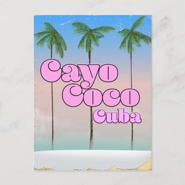 Cayo Coco Cuba vintage travel poster Postcard (Front)