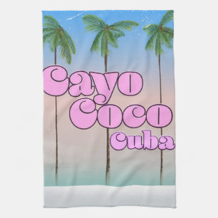 Cayo Coco Cuba vintage travel poster Tea Towel