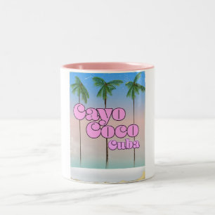 Cayo Coco Cuba vintage travel poster Two-Tone Coffee Mug