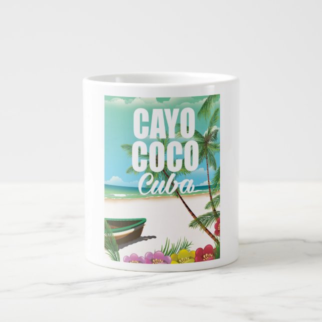 Cayo Coco Cuban beach vacation poster Large Coffee Mug (Front)