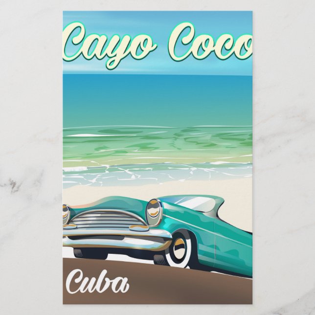 Cayo Coco cuban vacation poster Stationery (Front)