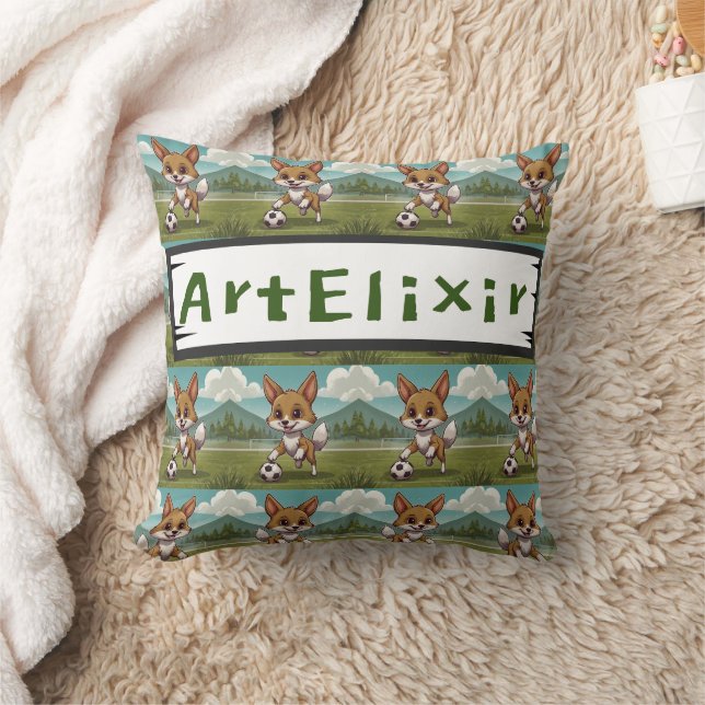 Cayote playing a soccer ball print  cushion (Blanket)
