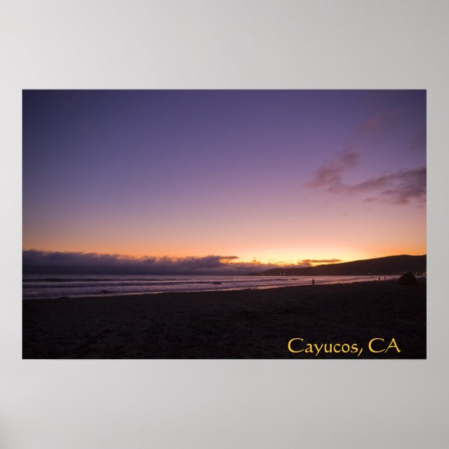 Cayucos, CA Beach Sunset Poster 2 (Front)