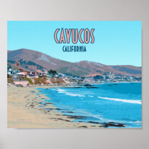Cayucos California Central Coast Vintage Poster