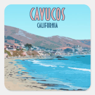 Cayucos California Central Coast Vintage Square Sticker