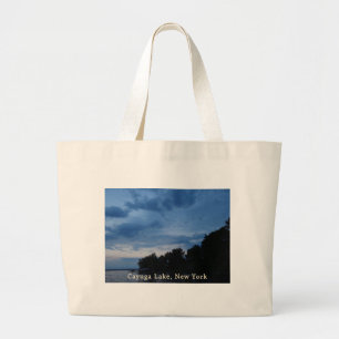 Cayuga Lake Blue Sunset Large Tote Bag