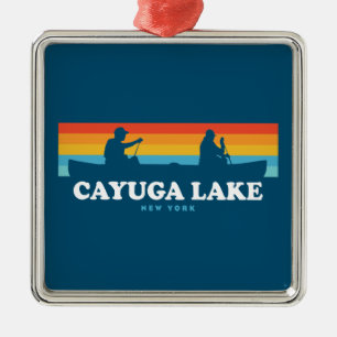Cayuga Lake New York Canoe Metal Tree Decoration