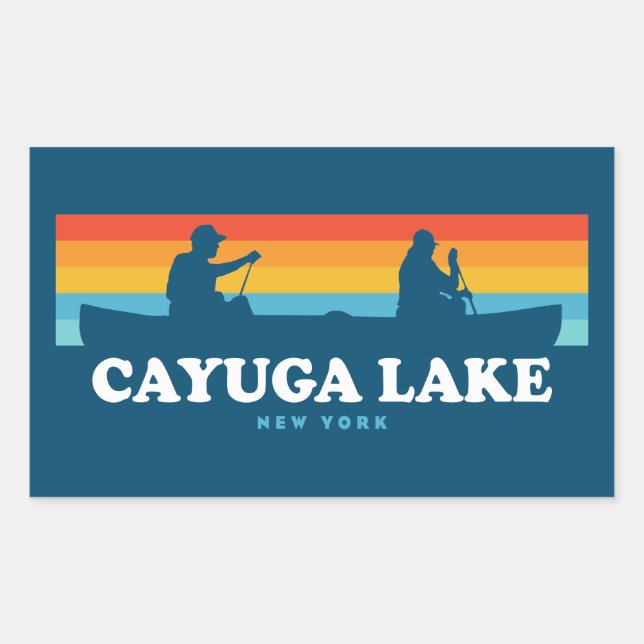 Cayuga Lake New York Canoe Rectangular Sticker (Front)
