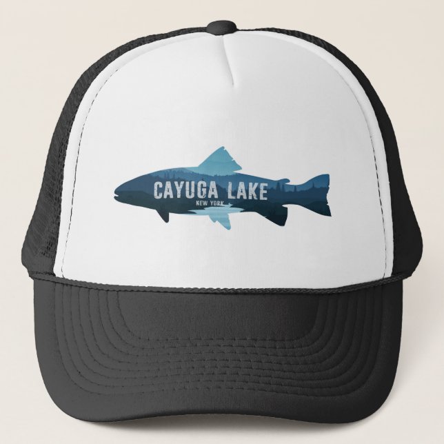 Cayuga Lake New York Fish Trucker Hat (Front)