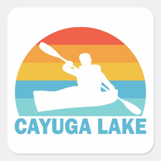Cayuga Lake New York Kayak Square Sticker (Front)
