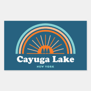 Cayuga Lake New York Rainbow Rectangular Sticker