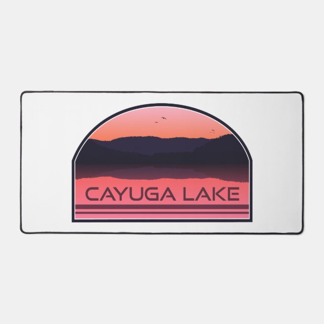 Cayuga Lake New York Red Sunrise Desk Mat (Front)