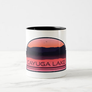 Cayuga Lake New York Red Sunrise Two-Tone Coffee Mug