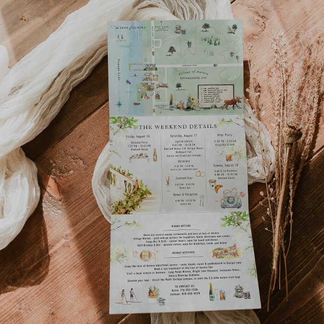 Cayuga Lake NY | Illustrated Wedding Tri-Fold  (Creator Uploaded)