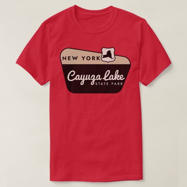 Cayuga Lake State Park New York Welcome Sign T-Shirt (Design Front)