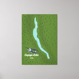 Cayuga Lake vintage style travel map Canvas Print